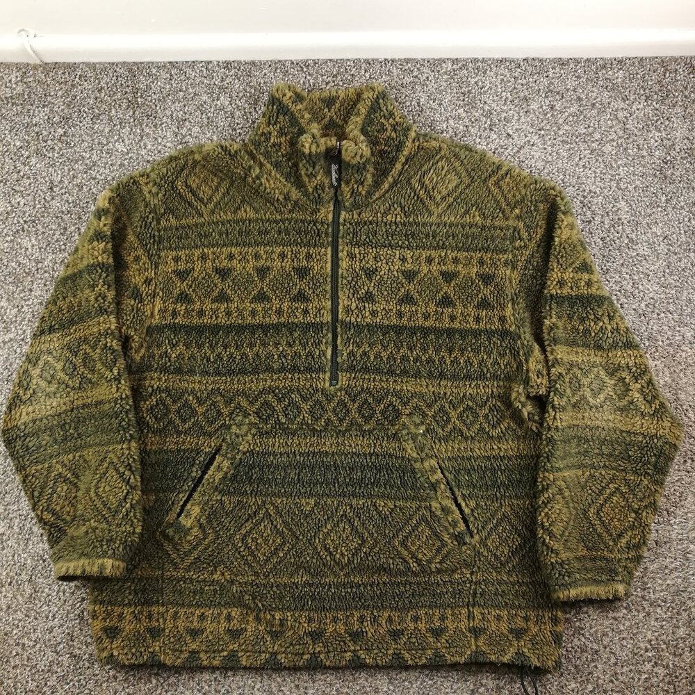 Vintage Woolrich Jacket Sherpa Fleece Aztec Southwestern 1/2 Zip Mens XL US Made